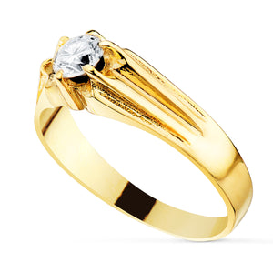 Solitario de oro 18k de caballero con circonita de 5 mm, vista lateral