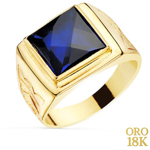 18K SELLO ORO AMARILLO CABALLERO SPINEL 12X12