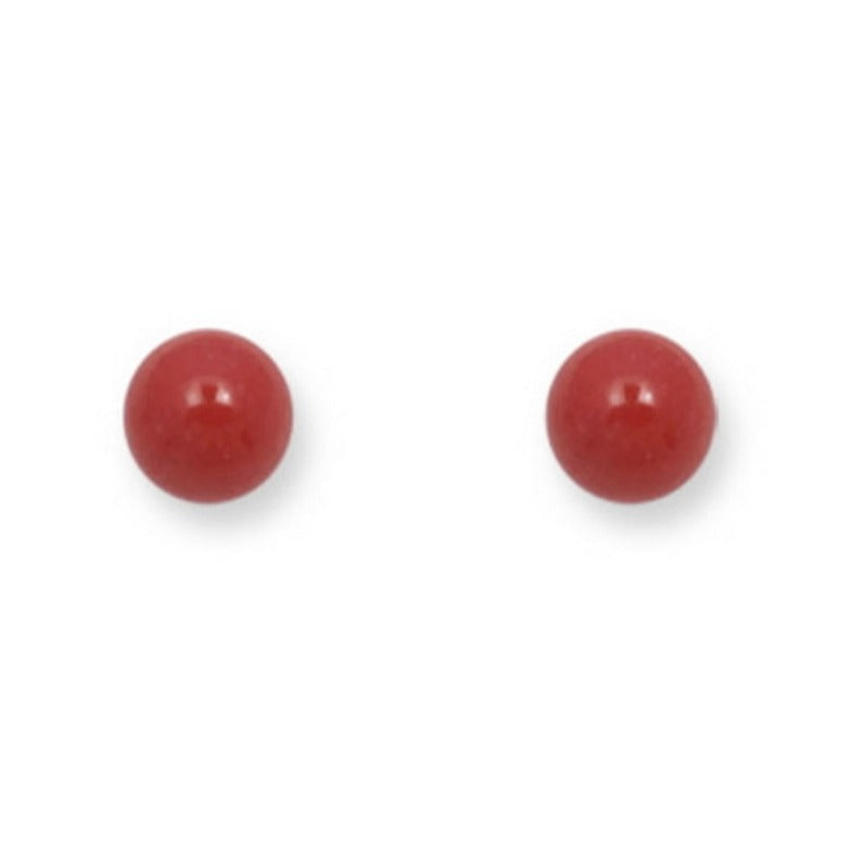 Pendientes bebé oro amarillo 18k bola coral 4mm