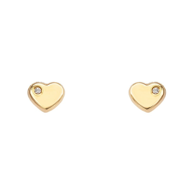 Pendientes oro amarillo 18k corazón circonita bebé 5,3mm