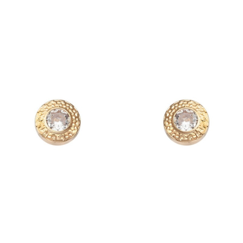 Pendientes oro amarillo 18k disco circonita bebé 5mm
