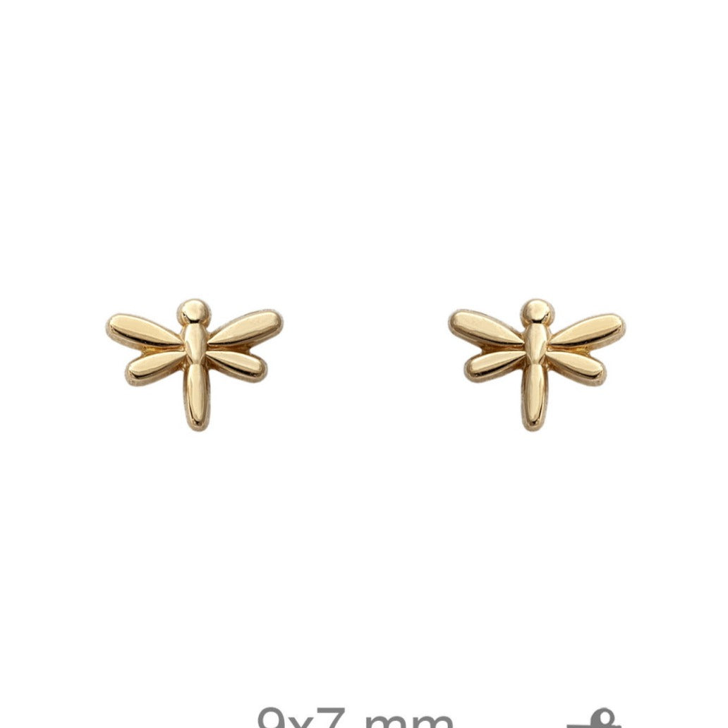 Pendientes oro amarillo 18k libélula bebé 7x9mm