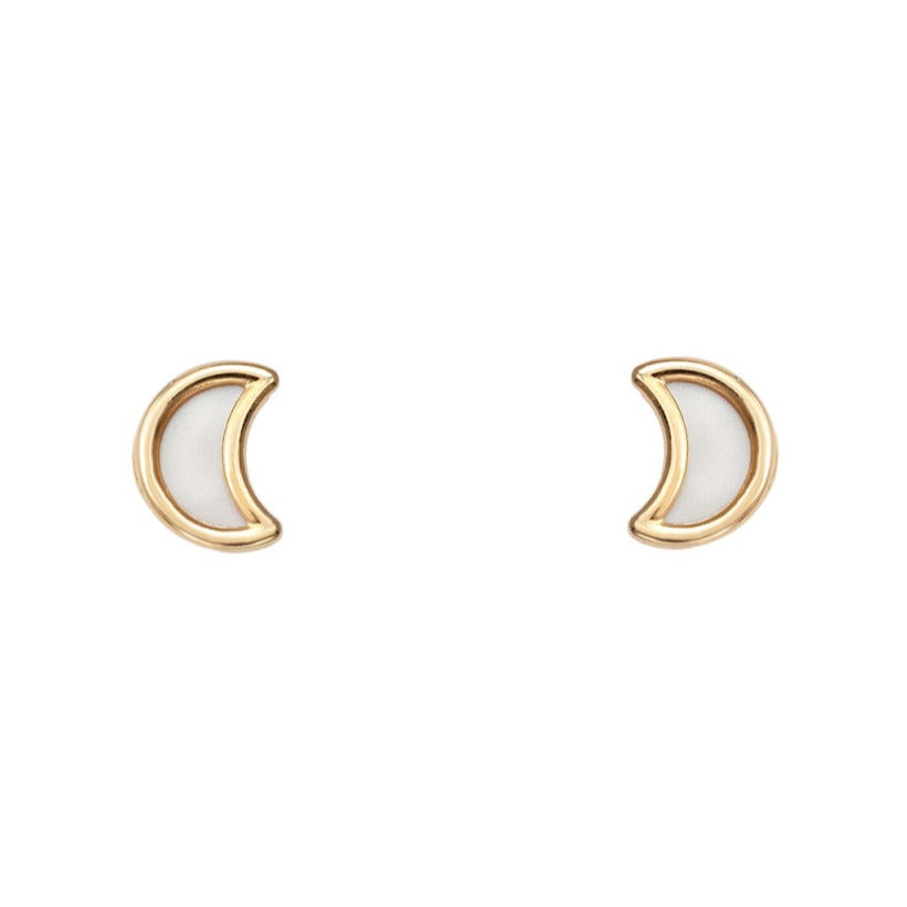 Pendientes oro amarillo 18k luna nácar bebé 4x6mm
