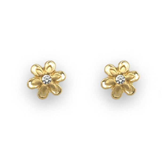 Pendientes bebé oro amarillo 18k margarita circonita pequeña