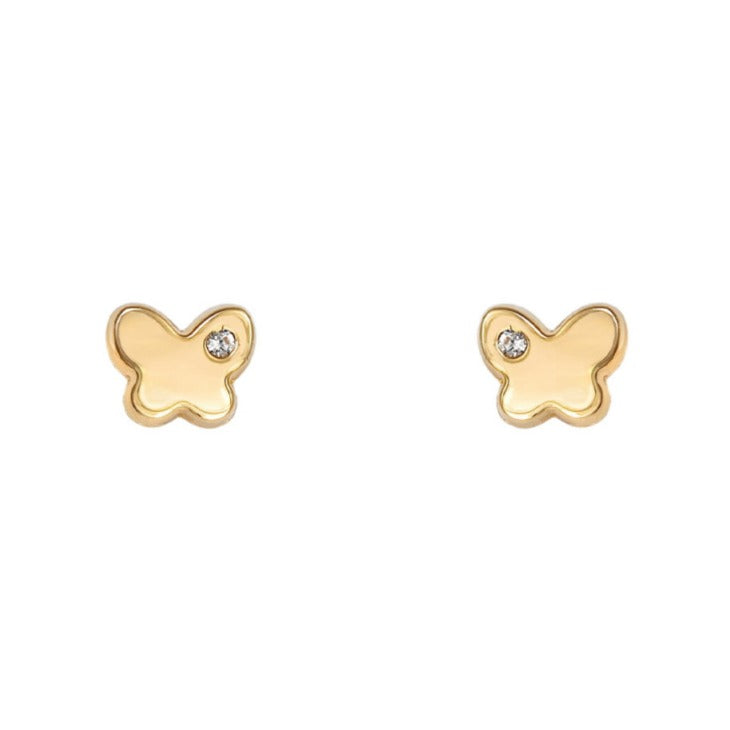 Pendientes bebé oro amarillo 18k mariposa circonita 5x4mm