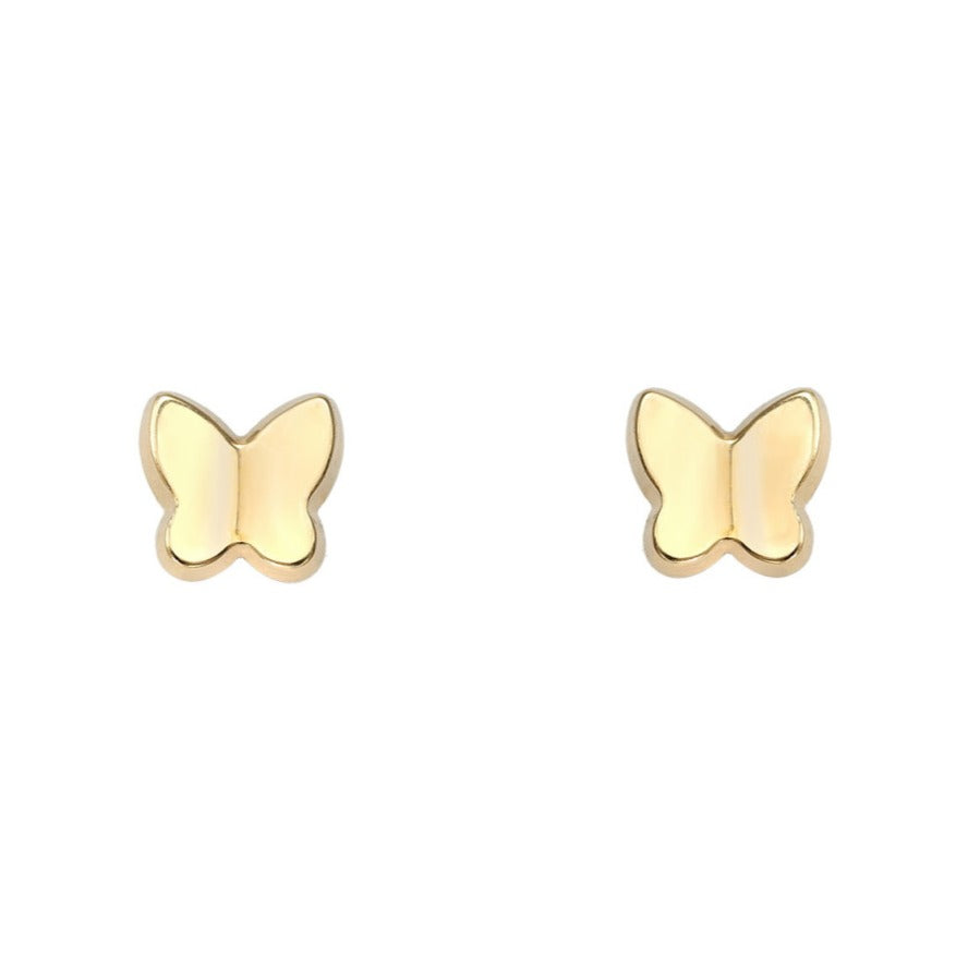 Pendientes oro amarillo 18k mariposa lisa bebé 6x6,5mm