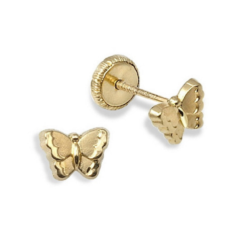 Pendientes bebé oro amarillo 18k mariposa