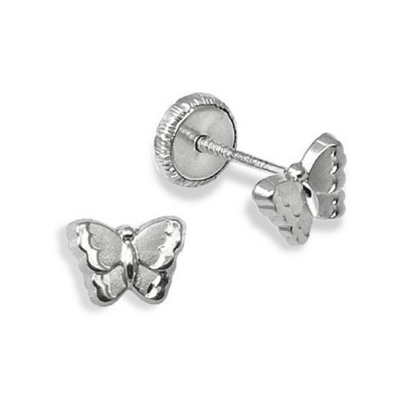 Pendientes bebé oro blanco 18k mariposa