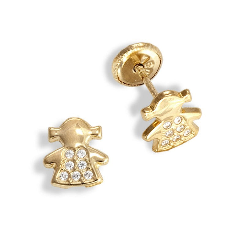 Pendientes bebé oro amarillo 18k niña circonitas