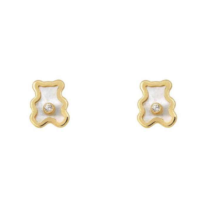 Pendientes bebé oro amarillo 18k osito circonita 6mm