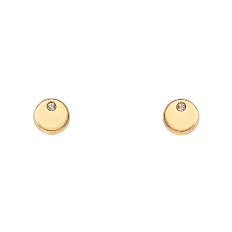 Pendientes oro amarillo 18k redondo circonita bebé 4mm