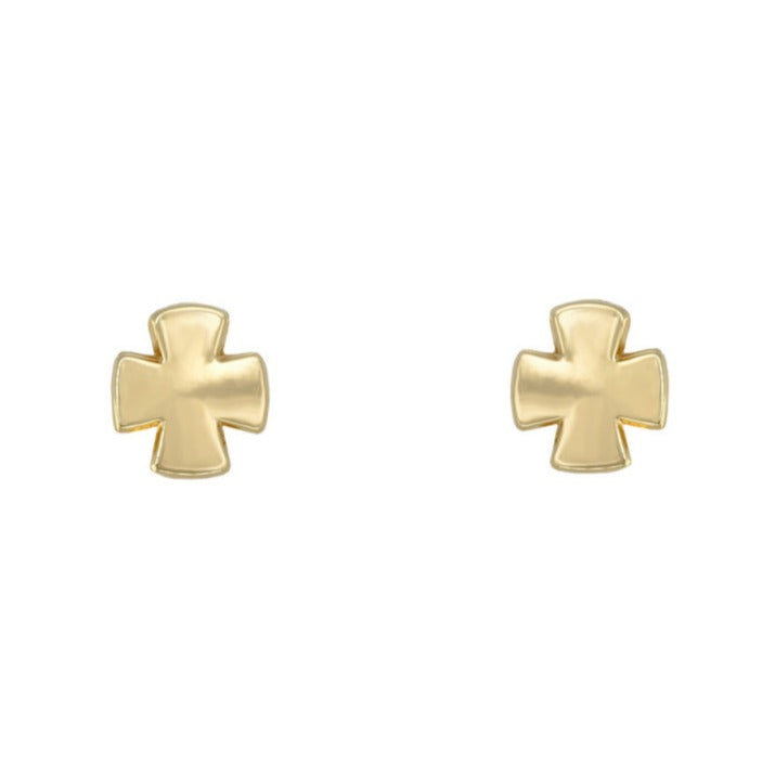 Pendientes oro amarillo 18k trébol rosca bebé
