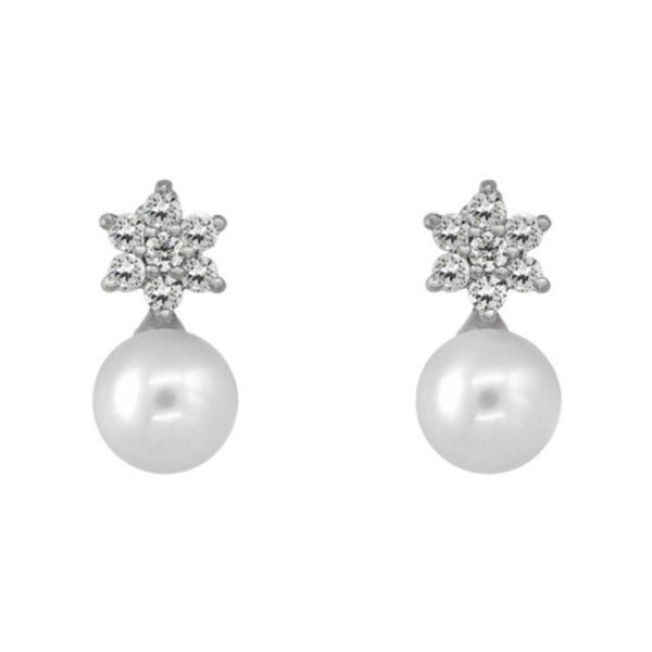 Pendientes oro blanco 18k tú y yo rosetón rosca bebé