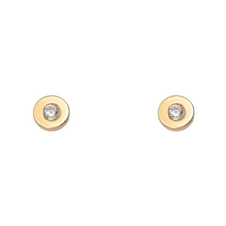 Pendientes oro amarillo 18k circonita bebé 4mm