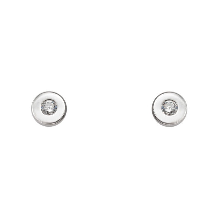Pendientes bebé oro blanco 18k circonita 4mm