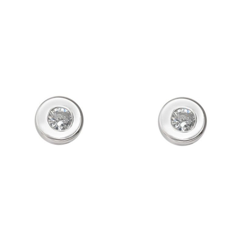 Pendientes bebé oro blanco 18k circonita 5,5mm