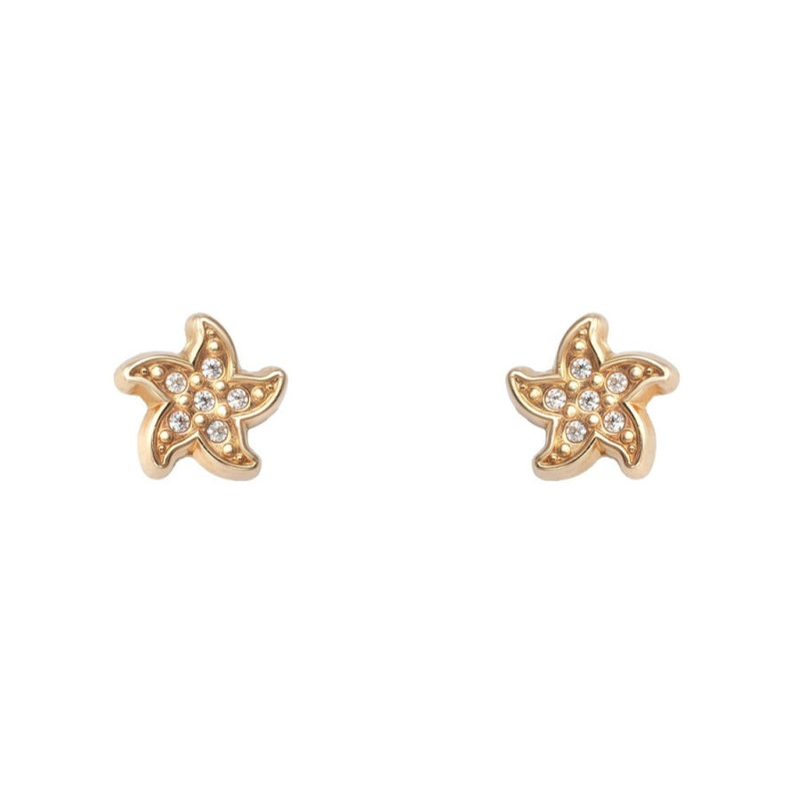 Pendientes oro amarillo 18k circonitas bebé 6,5mm