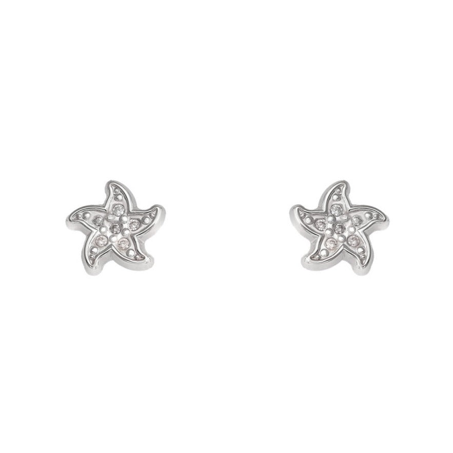 Pendientes oro blanco 18k bebé circonitas 6,5mm