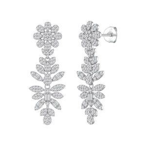 Pendientes nicole plata de ley con circonitas blancas, ancho 13 mm, alto 37 mm