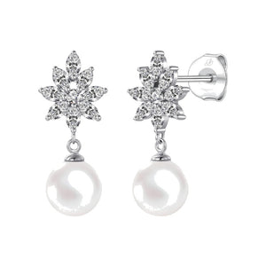 Pendientes diana plata de ley con circonitas blancas, ancho 9 mm, alto 23 mm