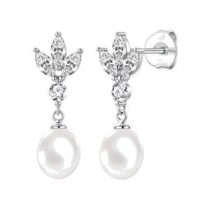 Pendientes palm plata de ley con circonitas blancas, ancho 7 mm, alto 25 mm