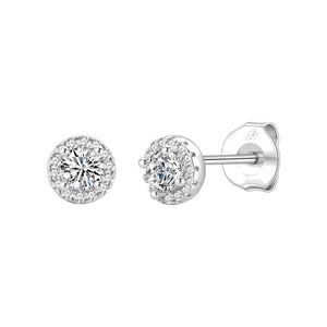 Pendientes grace plata de ley con circonitas blancas, 6 mm