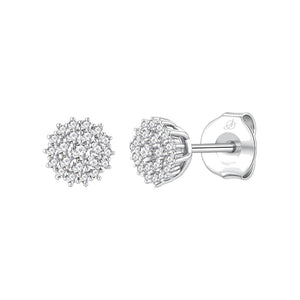 Pendientes rosetón plata de ley con circonitas blancas, 6,40 mm