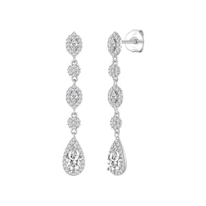 Pendientes lágrima plata de ley con circonitas blancas, ancho 6 mm, alto 40 mm