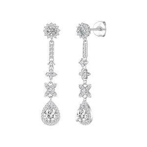 Pendientes beauty plata de ley con circonitas blancas, ancho 7 mm, alto 41 mm