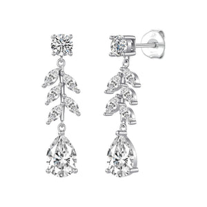 Pendientes sofía plata de ley con circonitas blancas, ancho 9 mm, alto 34 mm