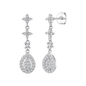 Pendientes chérie plata de ley con circonitas blancas, ancho 8 mm, alto 30 mm