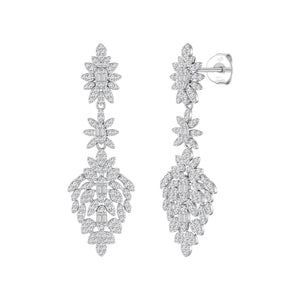 Pendientes audrey plata de ley con circonitas blancas, ancho 14 mm, alto 44 mm