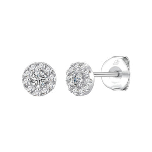 Pendientes círculo plata de ley con circonitas blancas, 6 mm