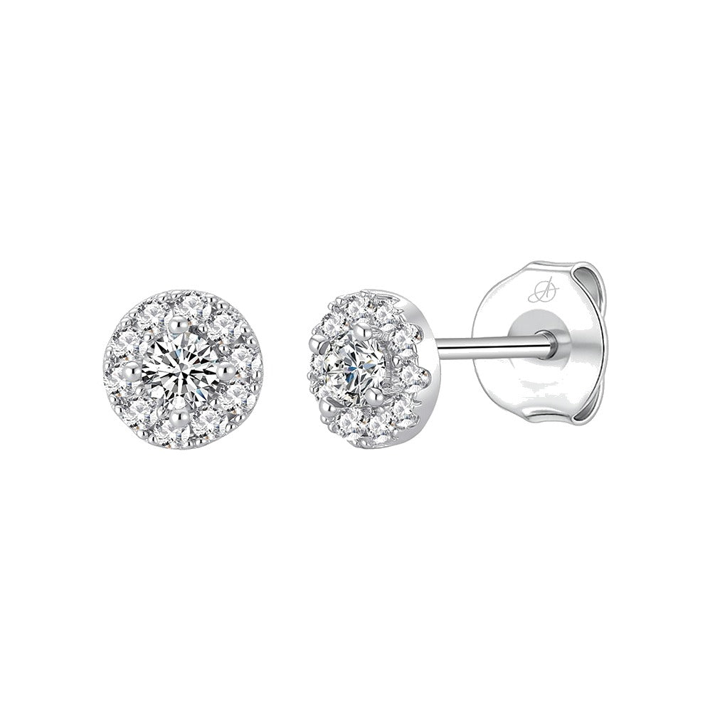 Pendientes círculo plata de ley con circonitas blancas, 6 mm