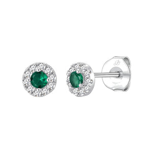 Pendientes círculo plata de ley con circonita verde esmeralda, 6 mm
