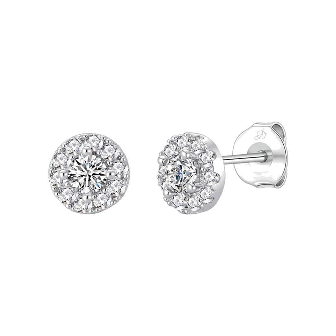 Pendientes círculo plata de ley con circonitas blancas, 7 mm