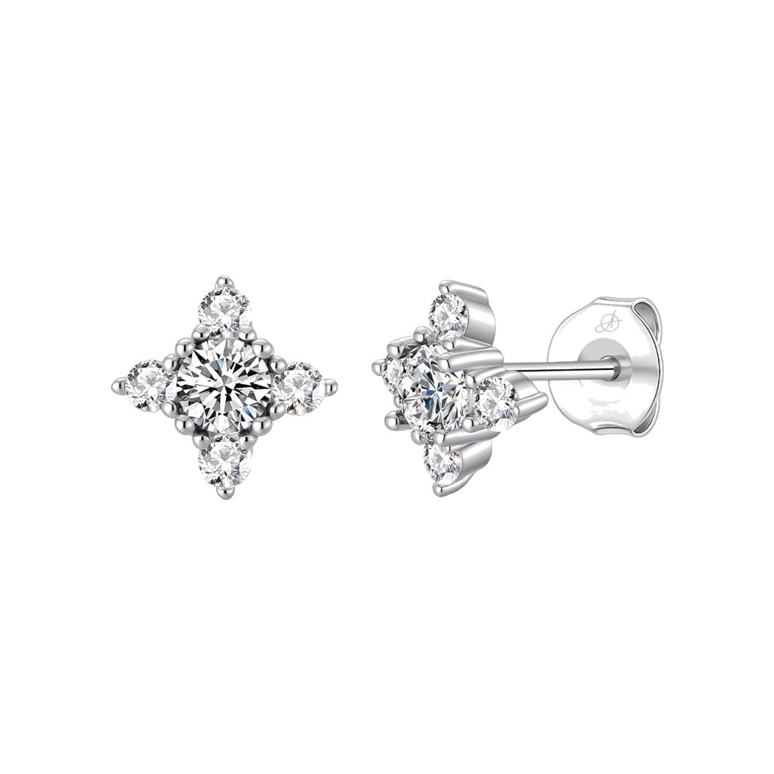 Pendientes tulipán plata de ley con circonitas blancas, 8 mm