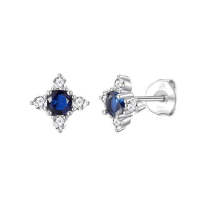 Pendientes tulipán plata de ley con circonita azul zafiro, 8 mm