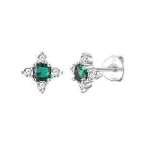 Pendientes tulipán plata de ley con circonita verde esmeralda, 8 mm