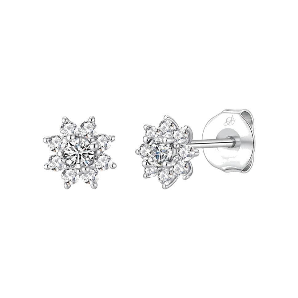 Pendientes estrella plata de ley con circonitas blancas, 7 mm