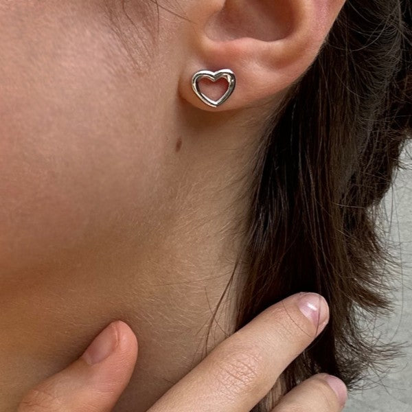 Conjunto plata corazón liso 4