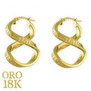 Par de aros de oro de ley ocho 18k con dibujo