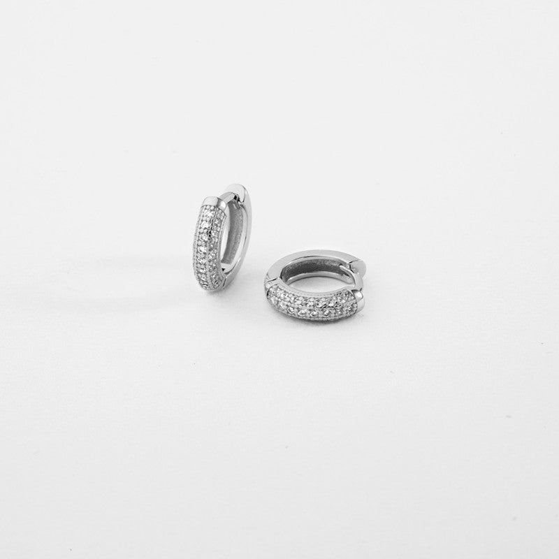 Pendientes plata aro circonitas 11mm