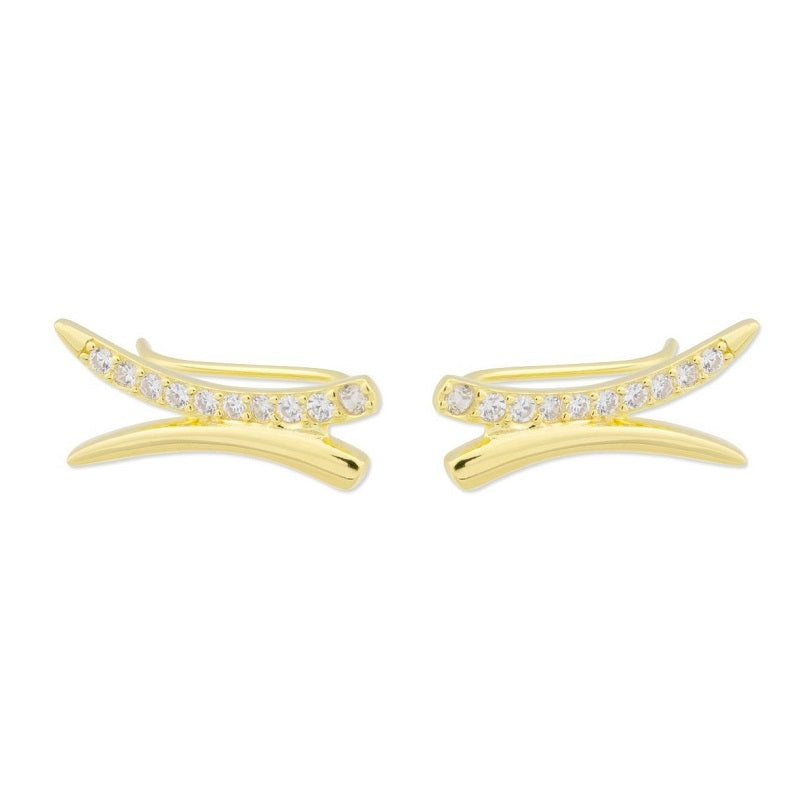 pendientes trepadores chapado oro