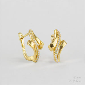zoom de Pendientes plata 925 en forma de lazo con circonitas y cierre catalán. A elegir en rodio o chapado en oro