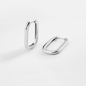 Pendientes plata aro rectangular liso rodiado