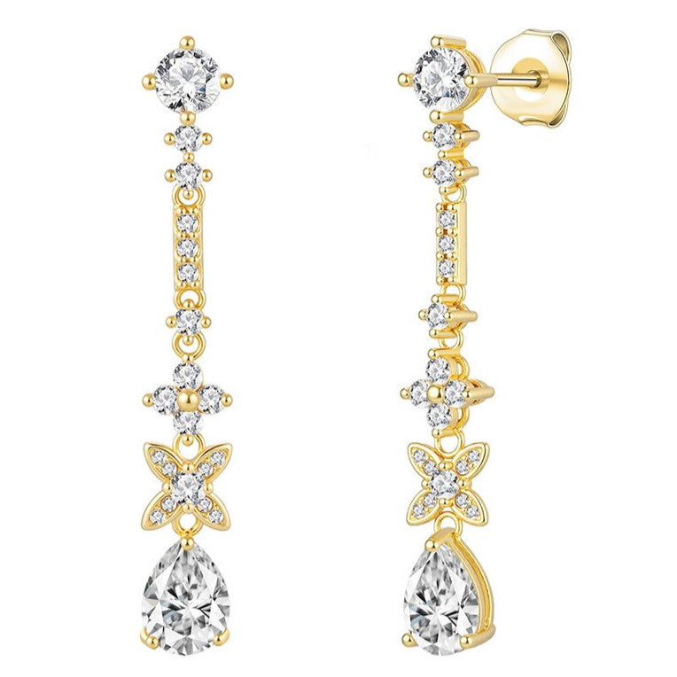 Pendientes de plata largos chapados en oro
