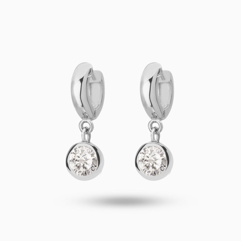 Pendientes plata circón colgante rodiados