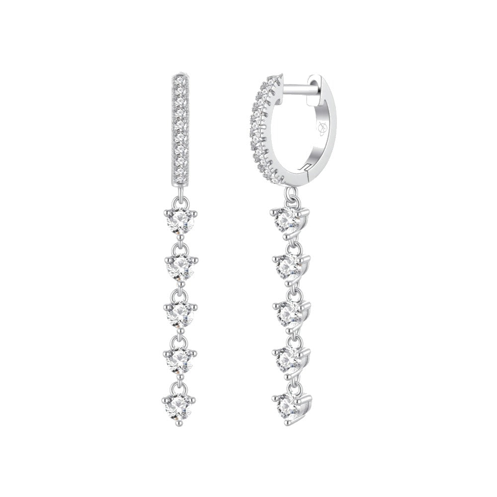 Pendientes brisa plata de ley con circonitas blancas, ancho 4 mm, alto 40 mm