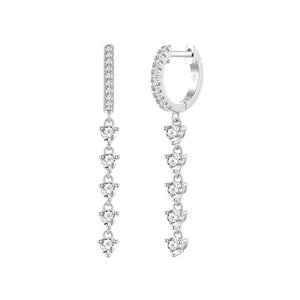 Pendientes brisa plata de ley con circonitas blancas, ancho 4 mm, alto 40 mm